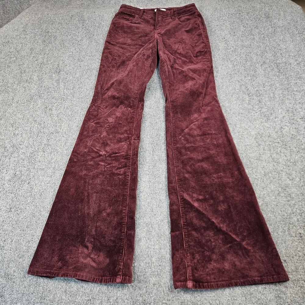 Good‎ American Good Legs Low Flare Corduroy Pants Malbec Burgundy Size 0/25